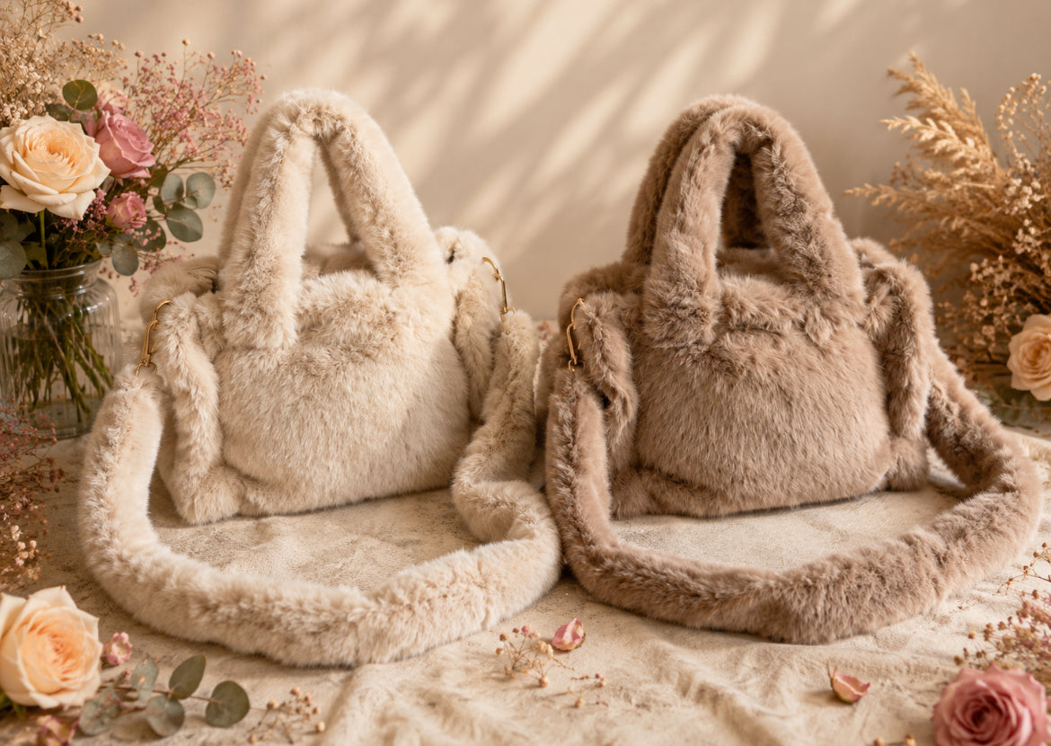 Sac Mila femme en fausse fourrure unie – Bandoulière détachable
