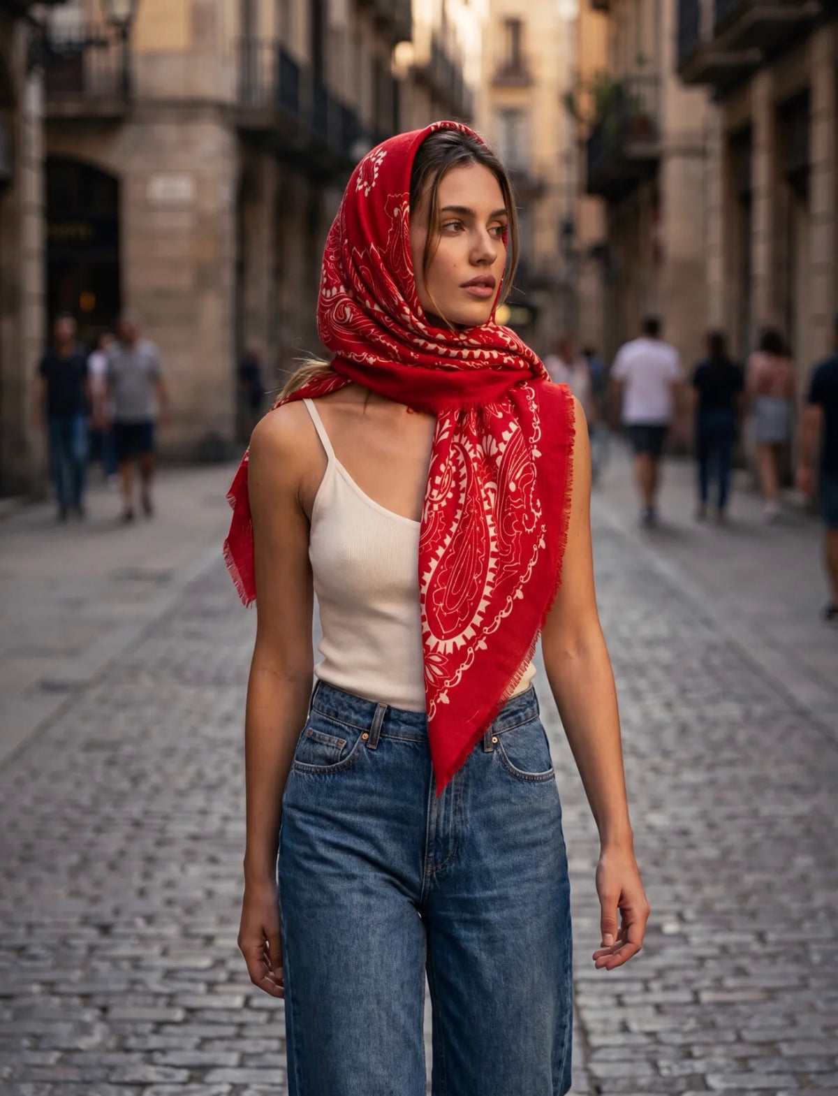 Écharpe Livia femme bandana 110 × 110 cm – Viscose & laine douce