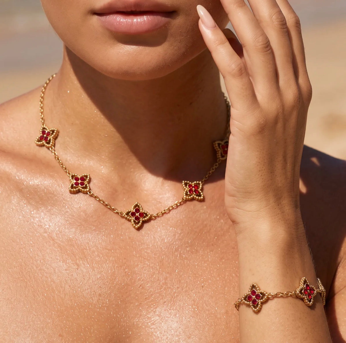 Parure Amélia Collier & Bracelet Femme Acier Inoxydable Zirconiums