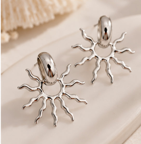 Boucles d’oreilles « Soleil Bohème » – Acier inoxydable – Doré ou Argenté