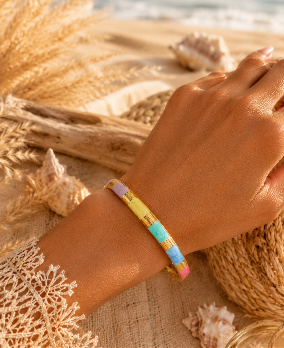 Bracelet Jonc Thaïlandais Nacré – Acier inoxydable