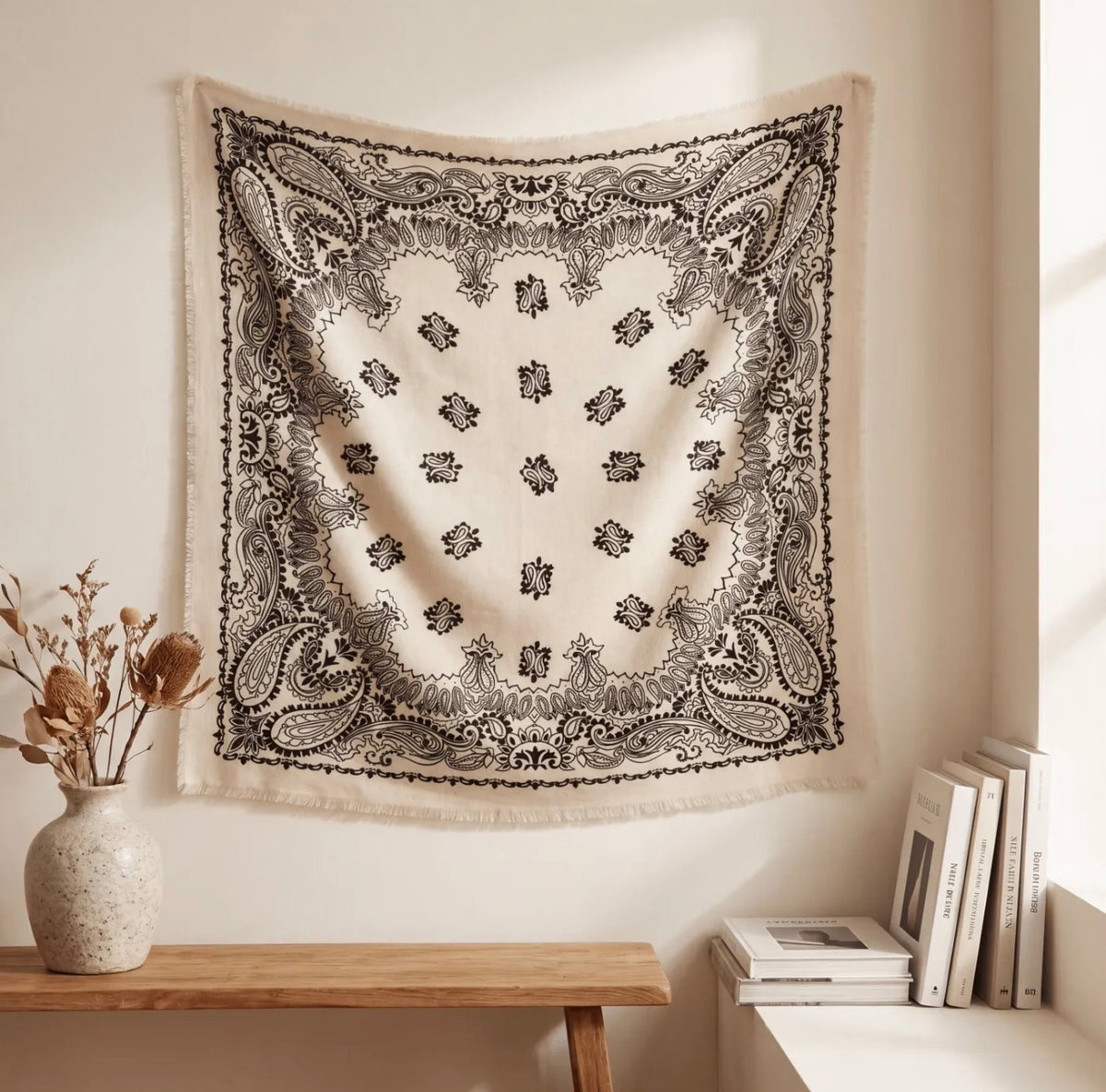Écharpe Livia femme bandana 110 × 110 cm – Viscose & laine douce