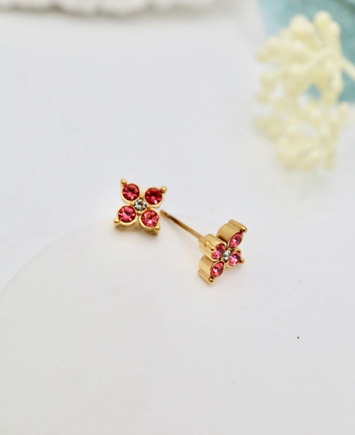 Boucles d’oreilles « Éclat Fleur » – Zirconiums – Acier inoxydable – 6 coloris