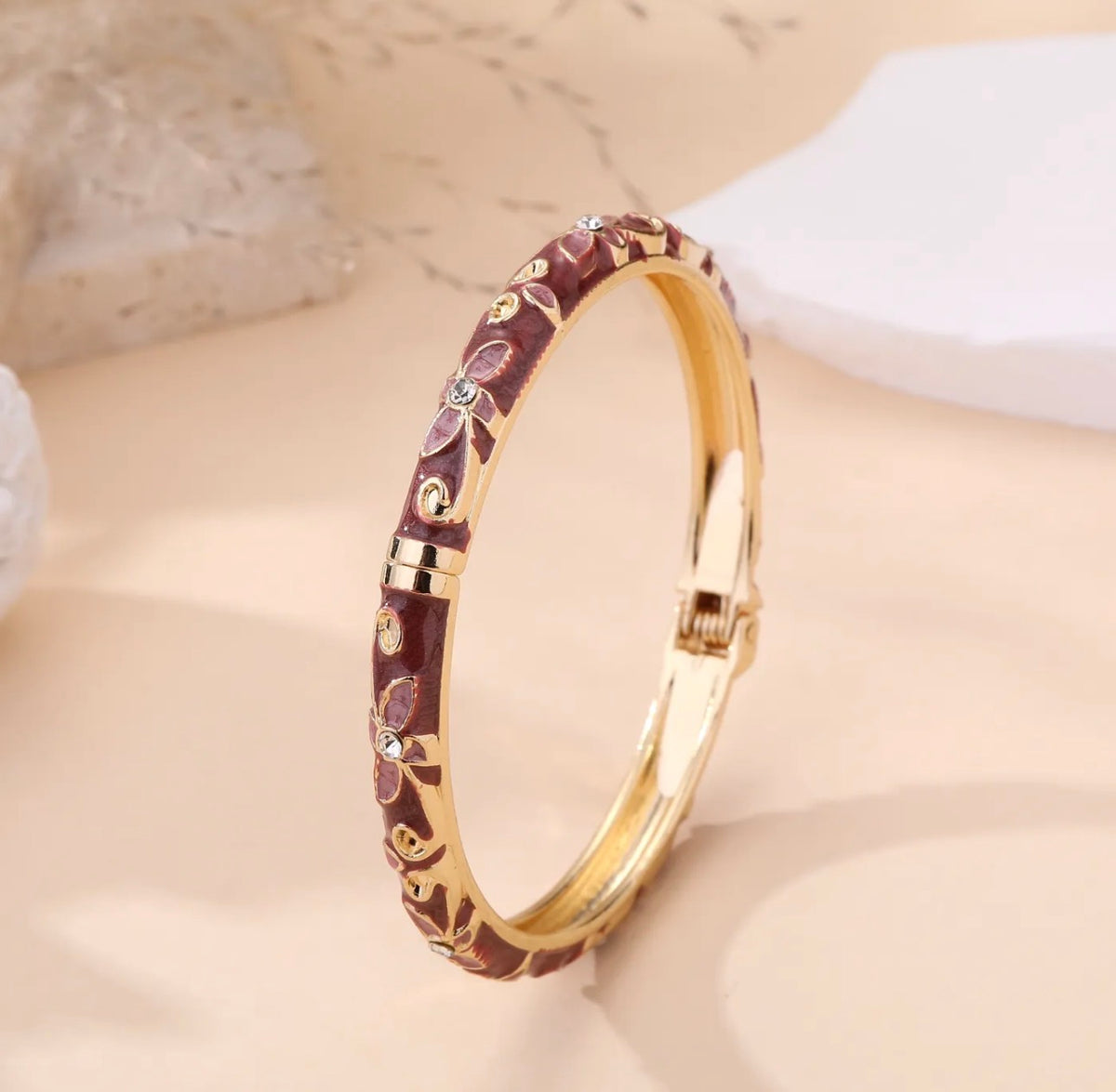 🌸 Jonc thaïlandais « Orchidée » – Laiton & détails fleuris