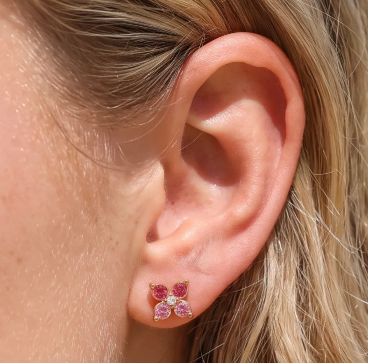 Boucles d’oreilles « Éclat Fleur » – Zirconiums – Acier inoxydable – 6 coloris