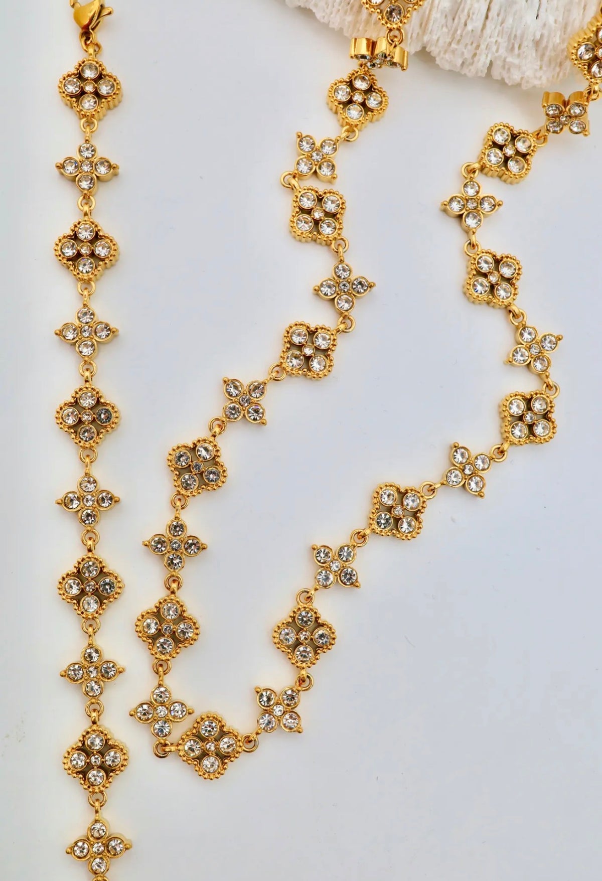 Parure Eléa – Collier & bracelet en acier inoxydable et zirconium