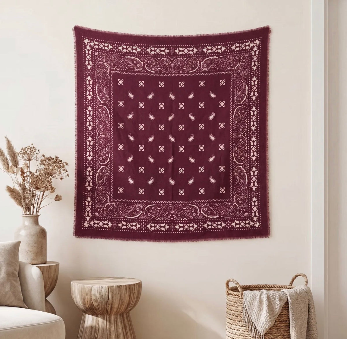 Écharpe Sofia femme motif bandana 110 × 110 cm – Viscose & laine douce