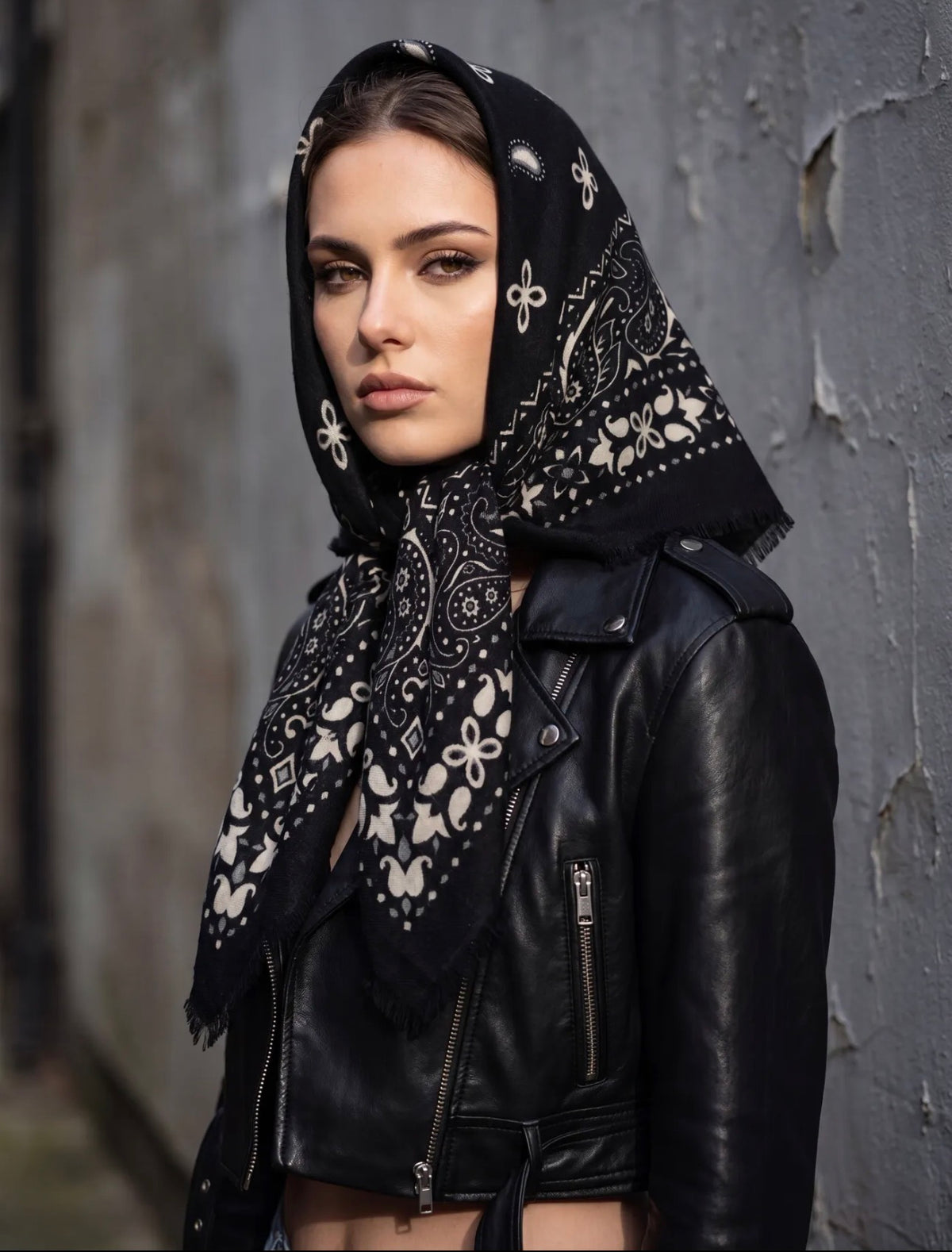 Écharpe Sofia femme motif bandana 110 × 110 cm – Viscose & laine douce