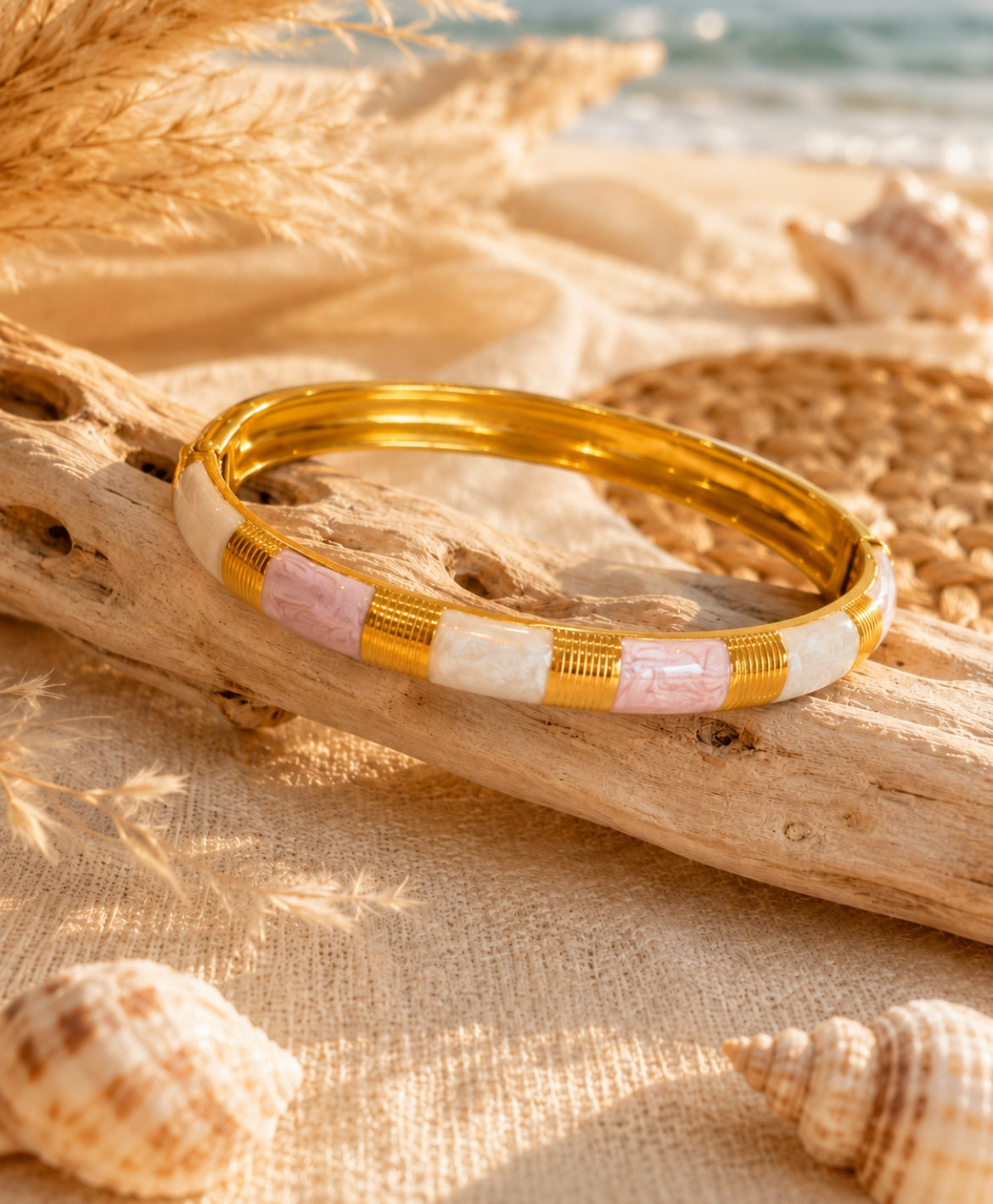 Bracelet Jonc Thaïlandais Nacré – Acier inoxydable