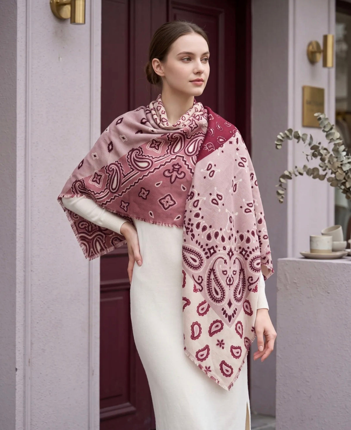 Écharpe Maya femme bandana patchwork 110 × 110 cm – Viscose & laine