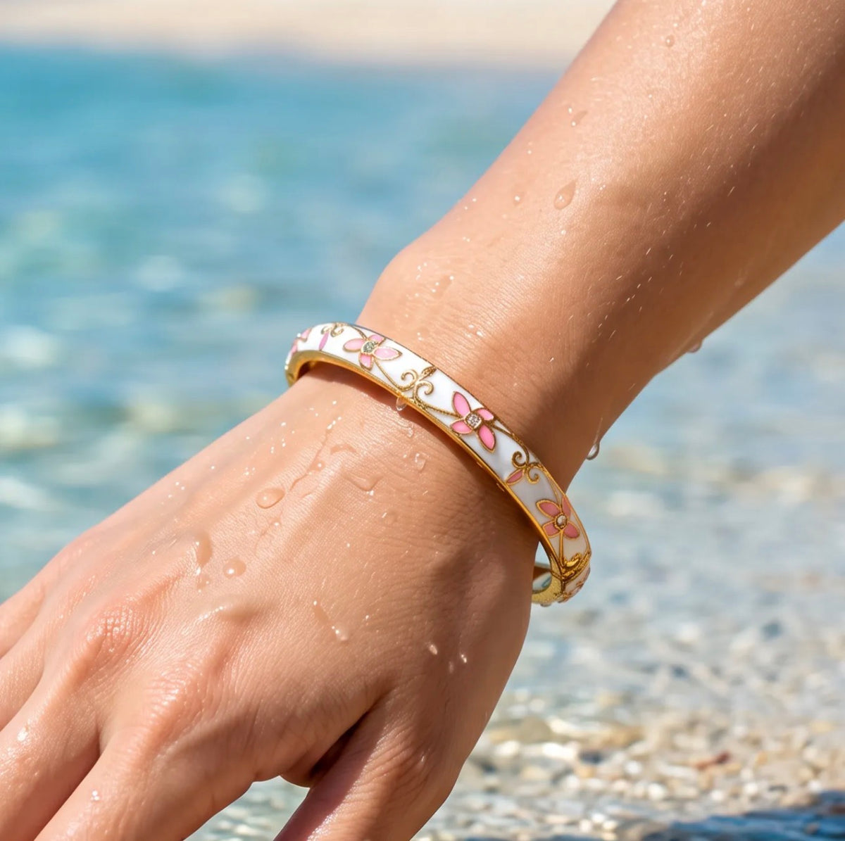 Bracelet Jonc Thaïlandais « Jardin de Siam » – Acier inoxydable