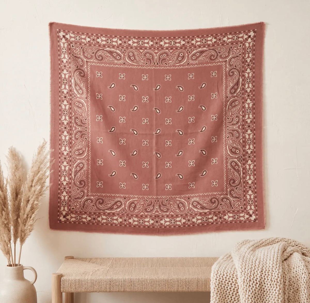 Écharpe Sofia femme motif bandana 110 × 110 cm – Viscose & laine douce