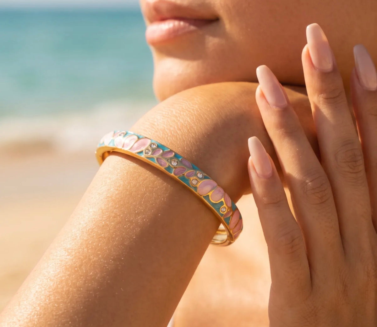 Bracelet Jonc Thaïlandais « Jardin de Siam » – Acier inoxydable