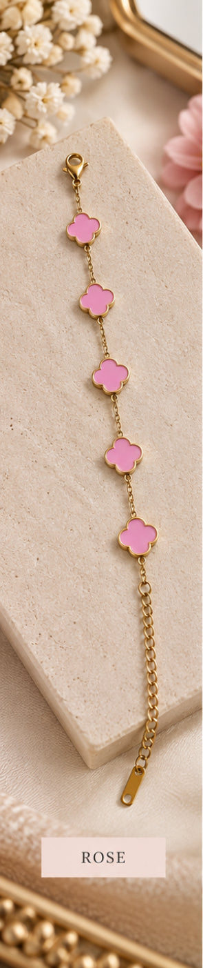 🌸 Bracelet Livia – Fleurs colorées en acier inoxydable