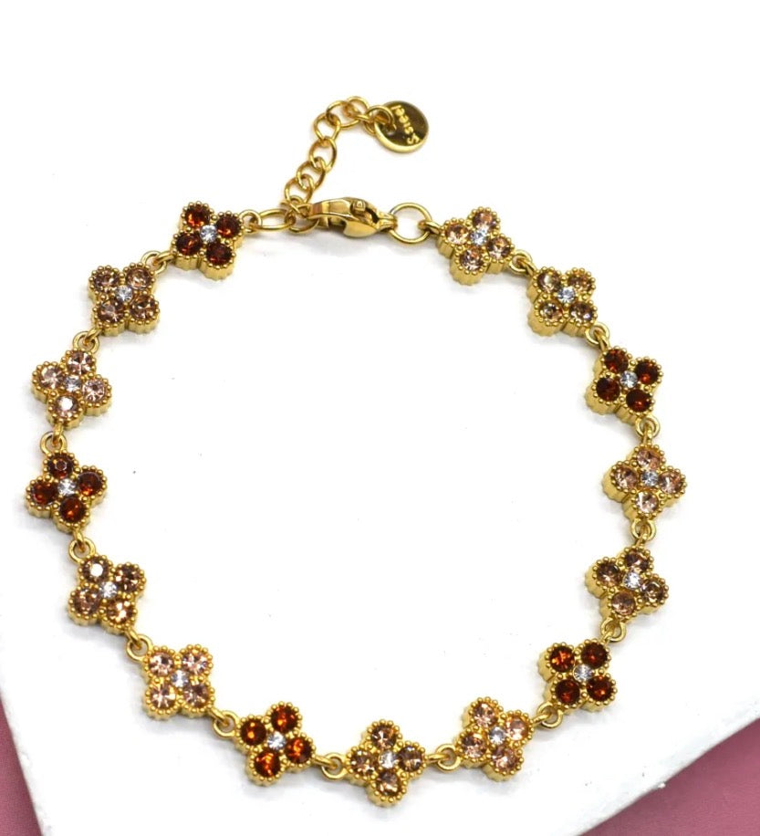 Bracelet « Jardin Précieux » – Fleurs en zirconium – Acier inoxydable – 10 coloris