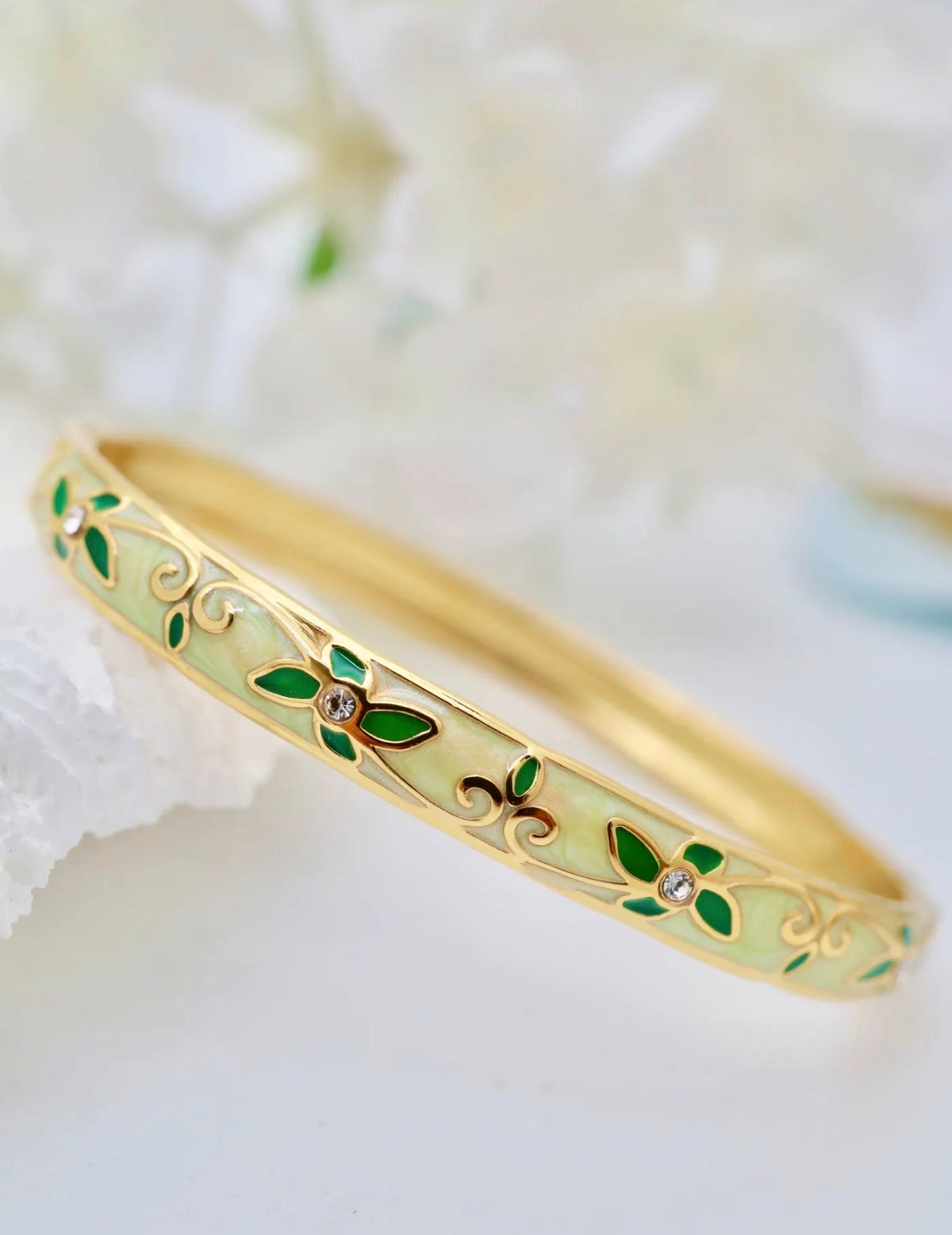 Bracelet Jonc Thaïlandais « Jardin de Siam » – Acier inoxydable