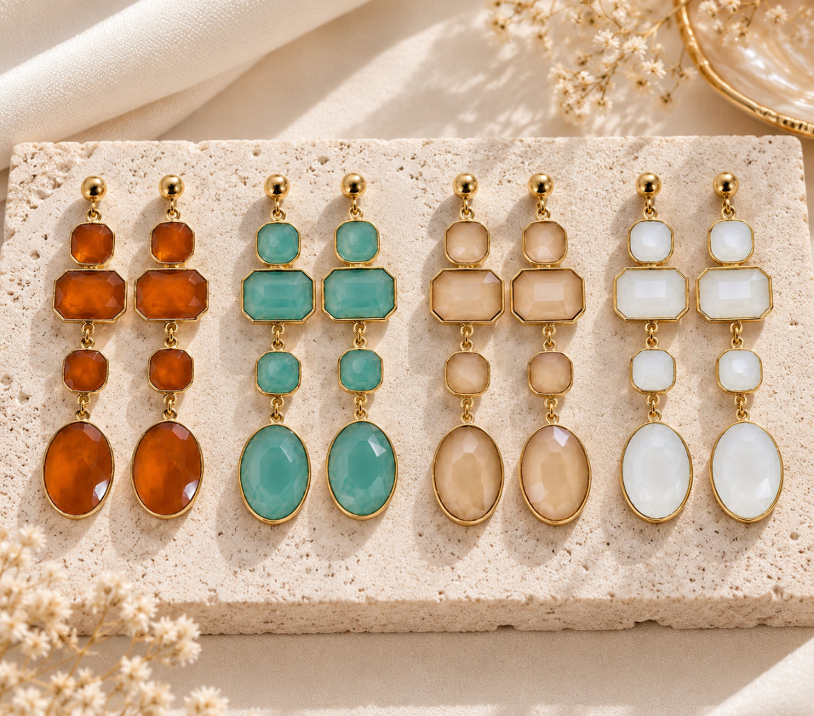 Boucles d’oreilles « Riviera » – Pendantes 65 mm – Acier inoxydable – 4 coloris