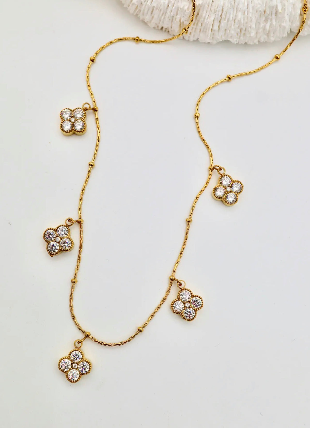 ✨ Collier Clover – zirconium & acier inoxydable
