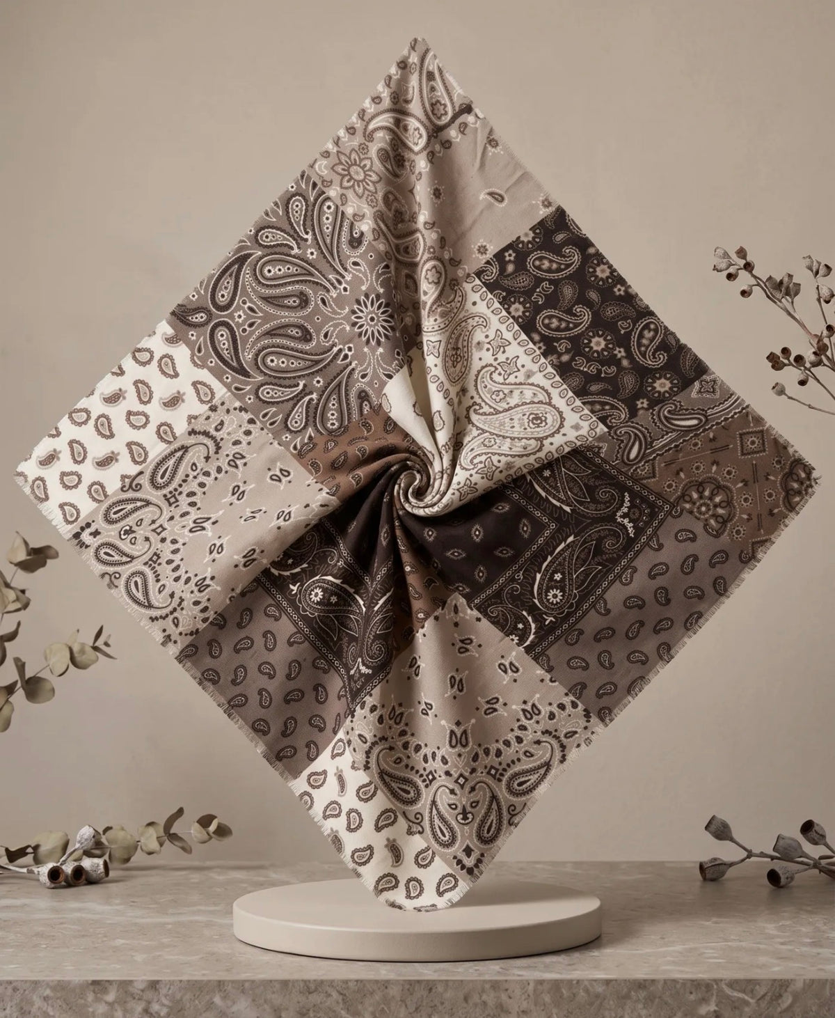 Écharpe Maya femme bandana patchwork 110 × 110 cm – Viscose & laine