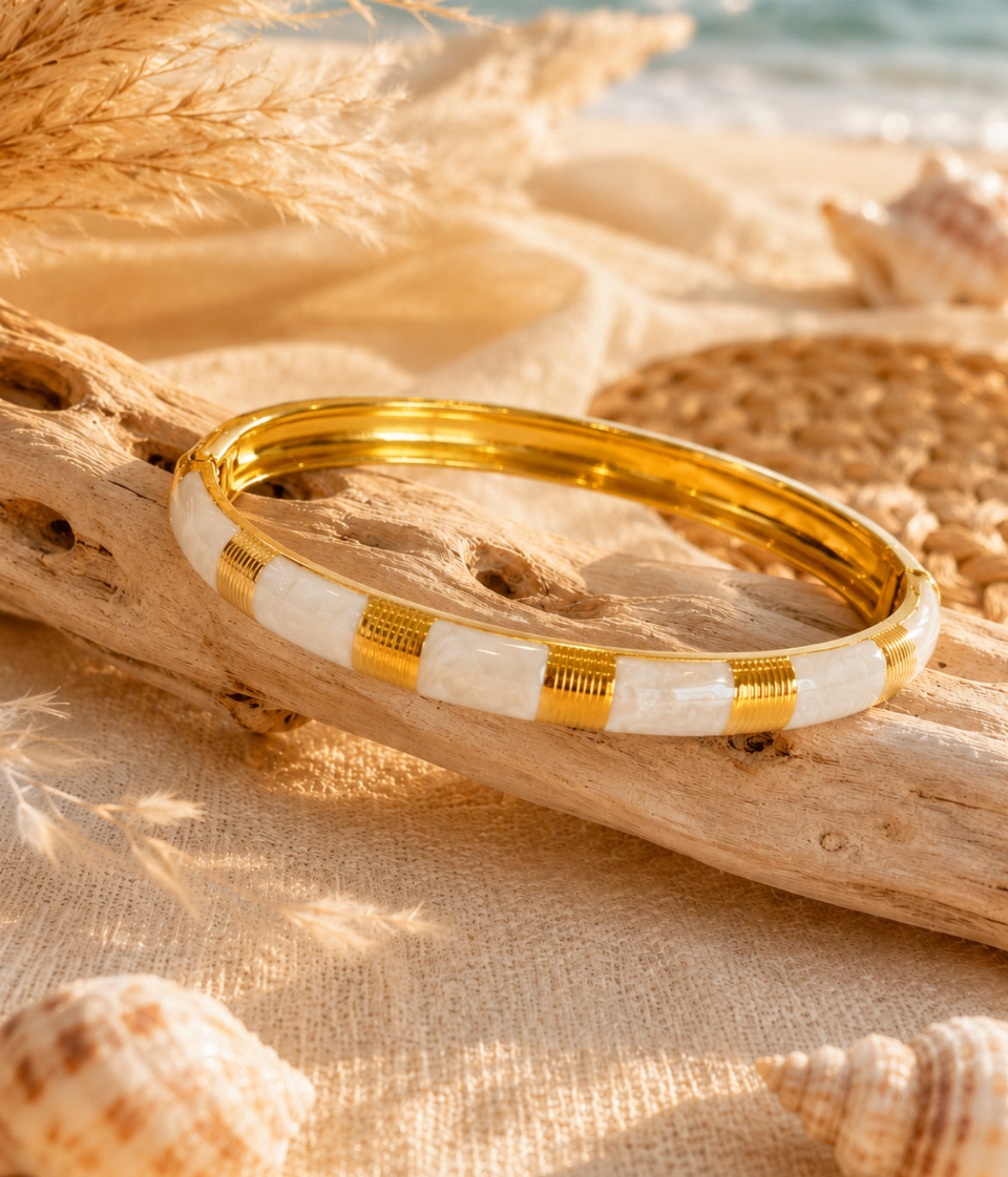 Bracelet Jonc Thaïlandais Nacré – Acier inoxydable