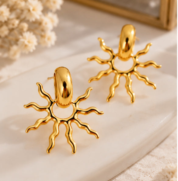 Boucles d’oreilles « Soleil Bohème » – Acier inoxydable – Doré ou Argenté
