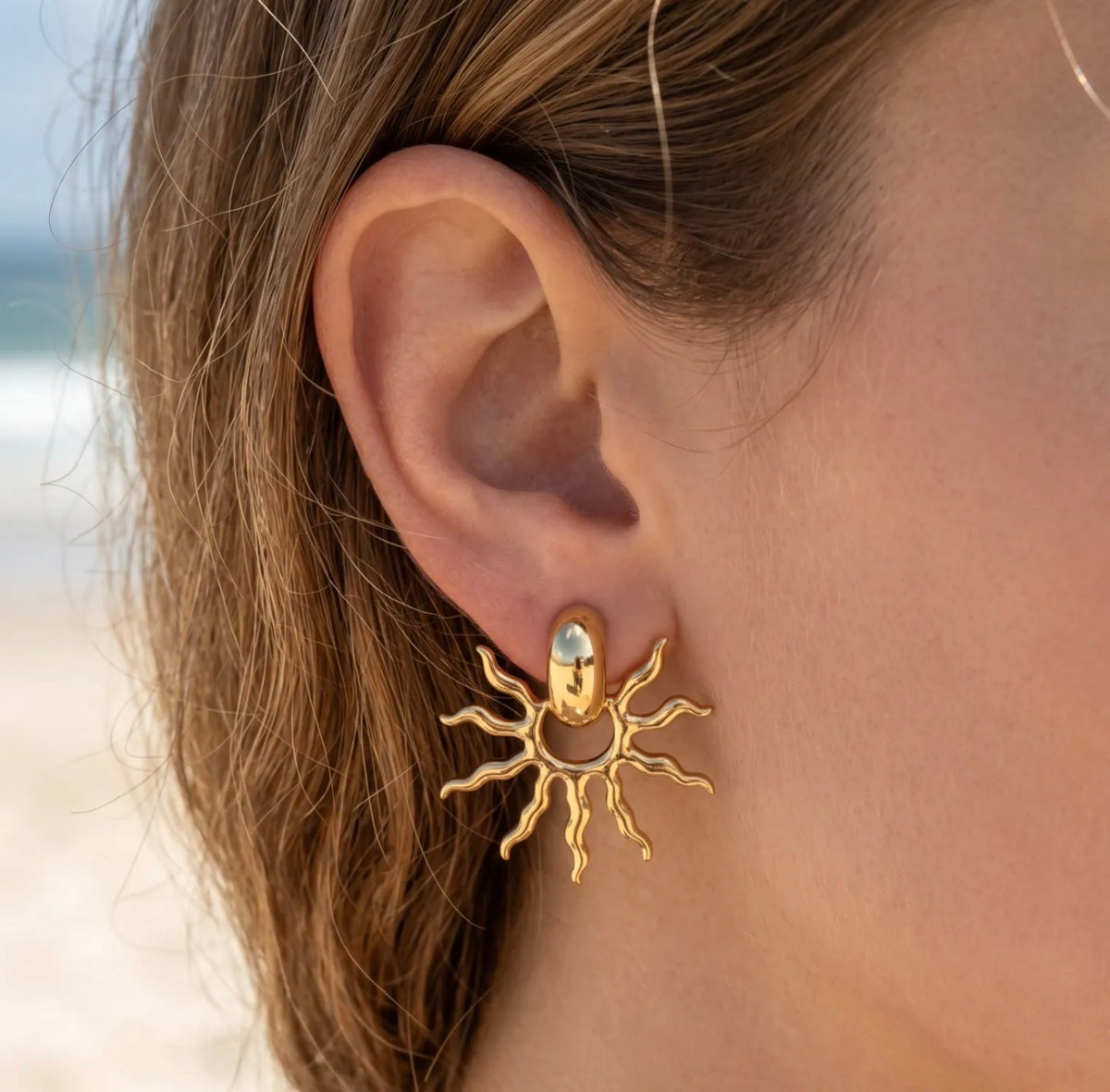 Boucles d’oreilles « Soleil Bohème » – Acier inoxydable – Doré ou Argenté