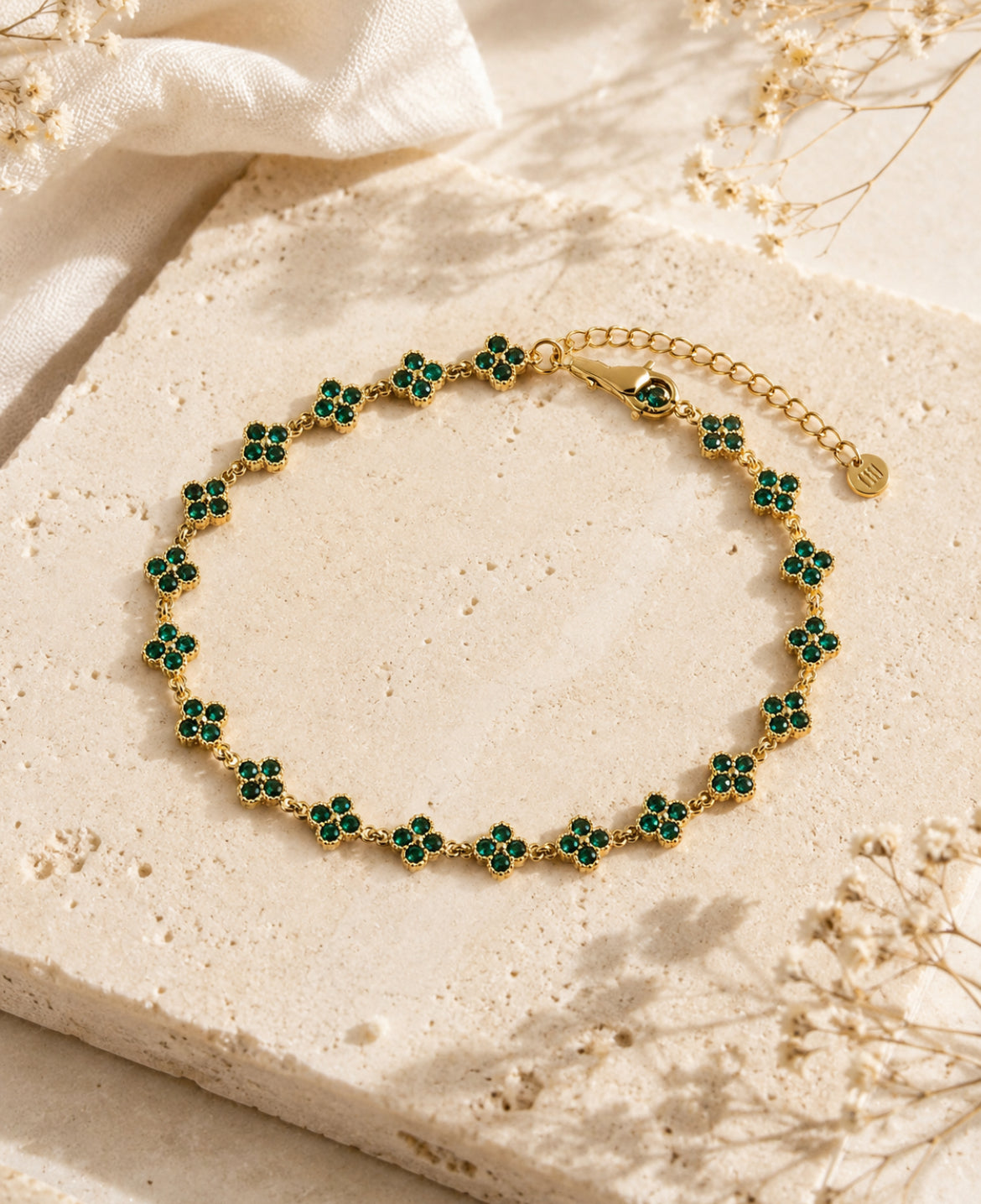 Bracelet « Jardin Précieux » – Fleurs en zirconium – Acier inoxydable – 10 coloris