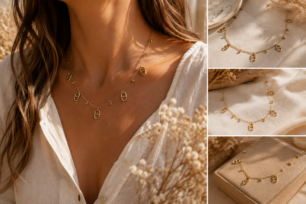 Collier doré Alba – Pampilles bohèmes