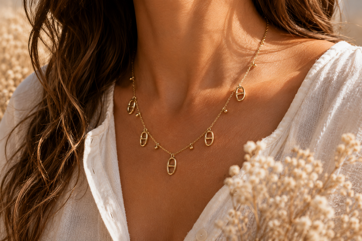 Collier doré Alba – Pampilles bohèmes